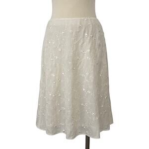 Lauren Ralph Lauren Silk Embroidered Skirt Great Plains Pearl Size 8 NWT